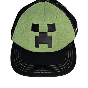Minecraft Trucker Hat Snapback Adjustable Black+Green Youth  Size Cap OSFM